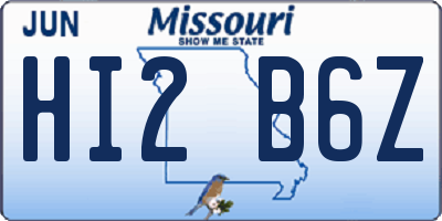 MO license plate HI2B6Z