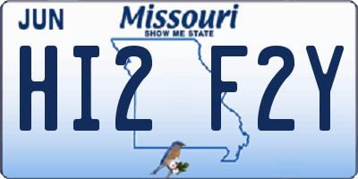 MO license plate HI2F2Y