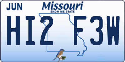 MO license plate HI2F3W