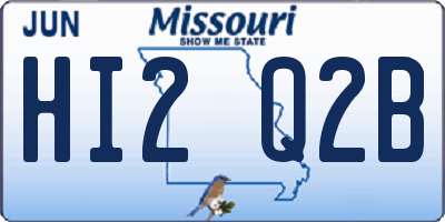 MO license plate HI2Q2B