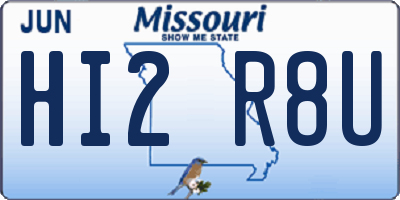 MO license plate HI2R8U