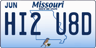 MO license plate HI2U8D