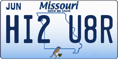 MO license plate HI2U8R