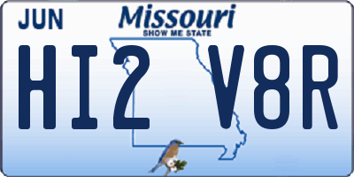 MO license plate HI2V8R