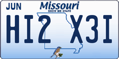 MO license plate HI2X3I