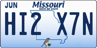 MO license plate HI2X7N