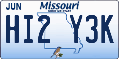 MO license plate HI2Y3K