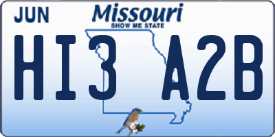 MO license plate HI3A2B