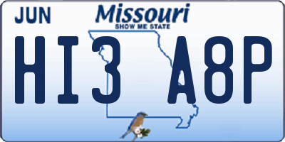MO license plate HI3A8P