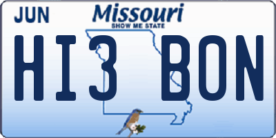 MO license plate HI3B0N