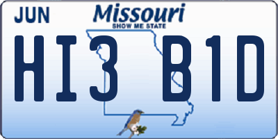 MO license plate HI3B1D