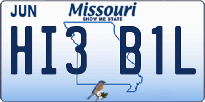 MO license plate HI3B1L