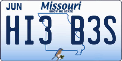 MO license plate HI3B3S