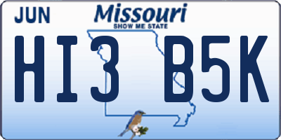 MO license plate HI3B5K