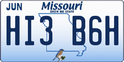 MO license plate HI3B6H