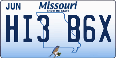 MO license plate HI3B6X