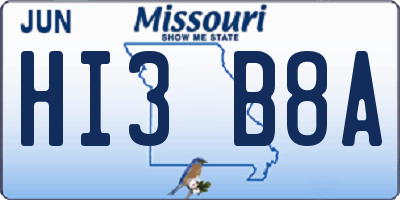 MO license plate HI3B8A