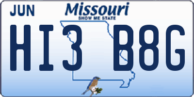 MO license plate HI3B8G