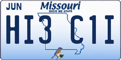 MO license plate HI3C1I