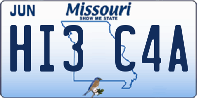 MO license plate HI3C4A