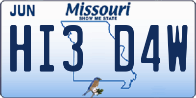 MO license plate HI3D4W