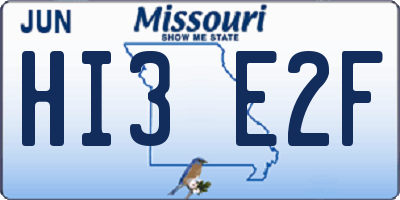 MO license plate HI3E2F