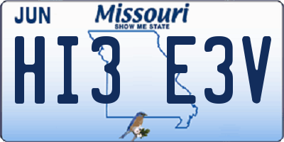 MO license plate HI3E3V