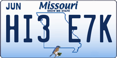 MO license plate HI3E7K