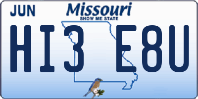 MO license plate HI3E8U