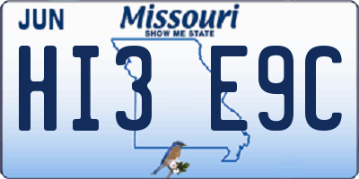 MO license plate HI3E9C
