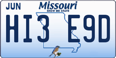 MO license plate HI3E9D