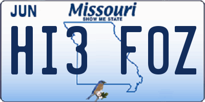 MO license plate HI3F0Z
