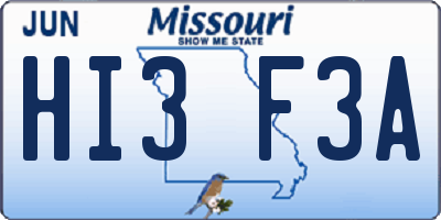 MO license plate HI3F3A