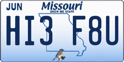 MO license plate HI3F8U