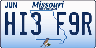 MO license plate HI3F9R