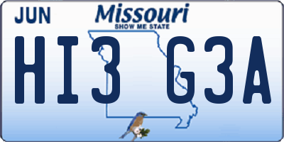 MO license plate HI3G3A