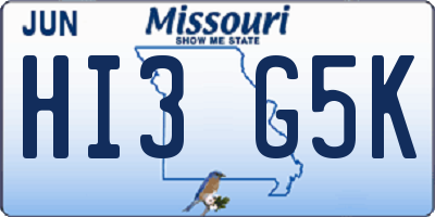 MO license plate HI3G5K