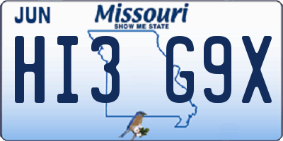 MO license plate HI3G9X
