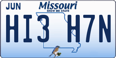 MO license plate HI3H7N