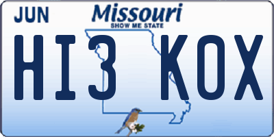 MO license plate HI3K0X