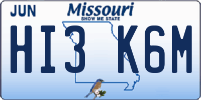 MO license plate HI3K6M
