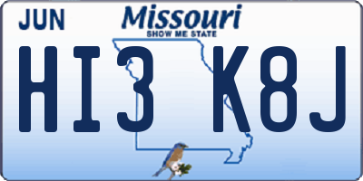 MO license plate HI3K8J