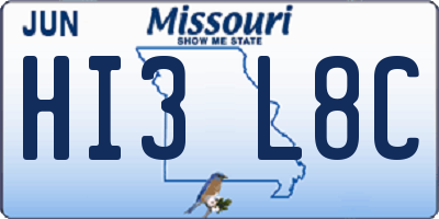 MO license plate HI3L8C