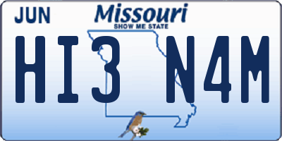 MO license plate HI3N4M