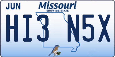 MO license plate HI3N5X