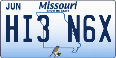 MO license plate HI3N6X