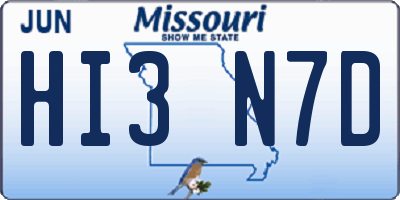 MO license plate HI3N7D