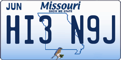 MO license plate HI3N9J