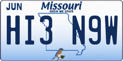MO license plate HI3N9W
