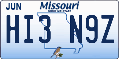 MO license plate HI3N9Z